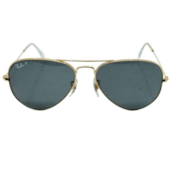 RAY-BAN~WOMENS POLARIZED G15 AVIATOR SUNGLASSES~& CASE GOLD FRAME GRAY LENS - Picture 2 of 5